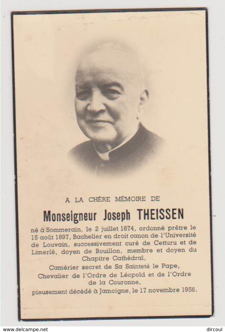 41162- Souvenir Pieux - Sommerain  1874  -  Jamoigne 1956 -  Prêtre Joseph  Theissen - Imágenes Religiosas