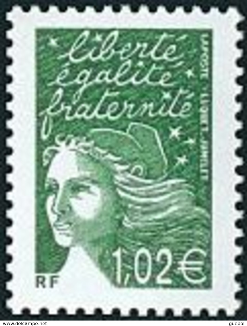 France Marianne Du 14 Juillet N° 3456 (a) ** Luquet - Le  1.02 Euro Vert Foncé Sans Phosphre - 1997-2004 Marianne Of July 14th