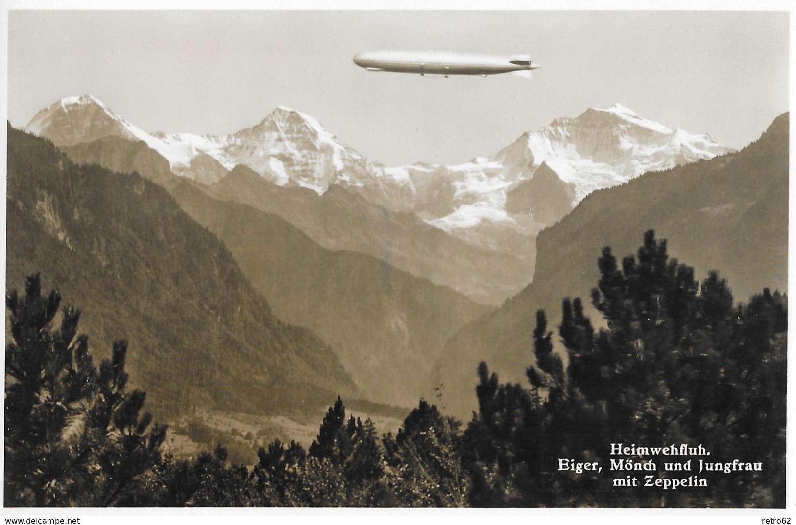 HEIMWEHFLUH → Zeppelin Vor Dem Eiger, Mönch Und Jungfrau Anno 1933 - Autres & Non Classés