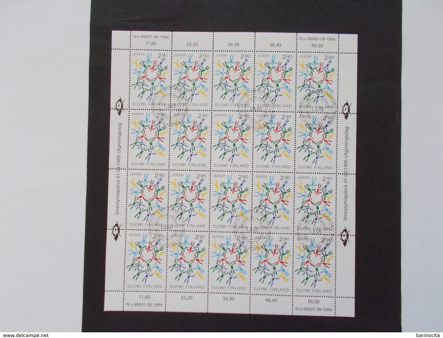 FINLANDE / SUOMI  -   Feuilles Completes   Du N°  1255 Année 1995   Oblitéré 1er Jour    VOIR  PHOTO  ( 2 ) - Fogli Completi E Multipli