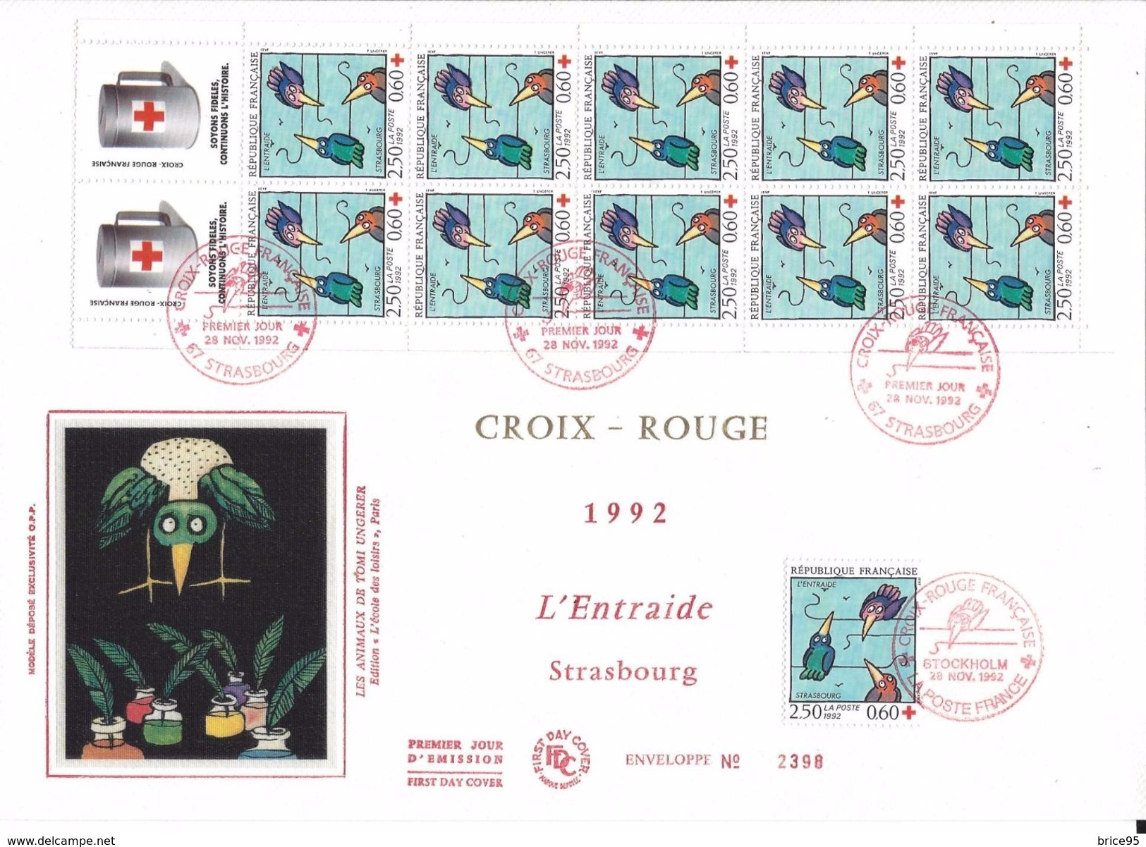 France FDC - Croix Rouge - Grand Format - 1992 - 1990-1999