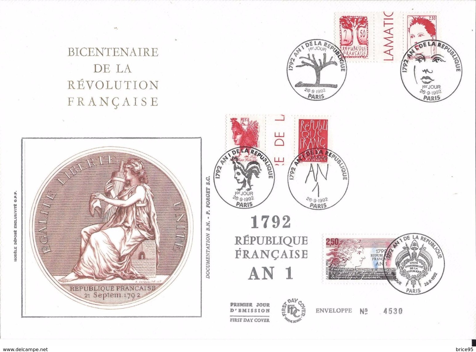 Fance FDC - Bicentenaire De La Révolution Française - Grand Format - 1992 - 1990-1999