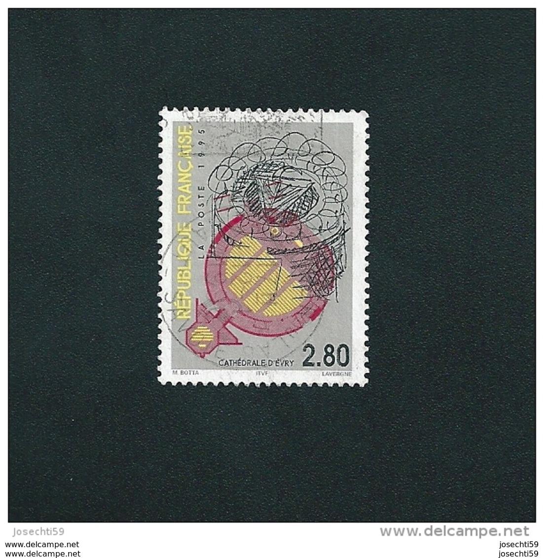 N° 2984 La Cathédrale D'Évry - Cachet Rond 2.80 Frs   Oblitéré Timbre  FRANCE 1995 - Gebruikt