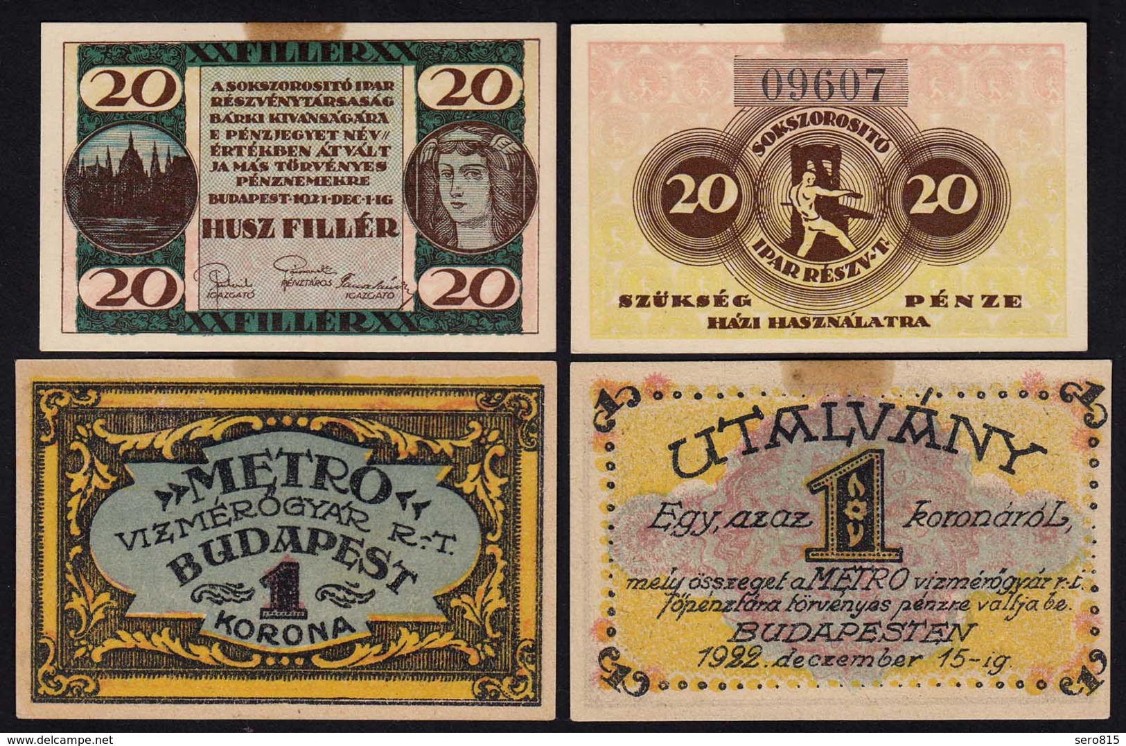 UNGARN - Hungary -  20 Filler 1921 1 Krone 1922 Budapest  (24020 - Ungarn