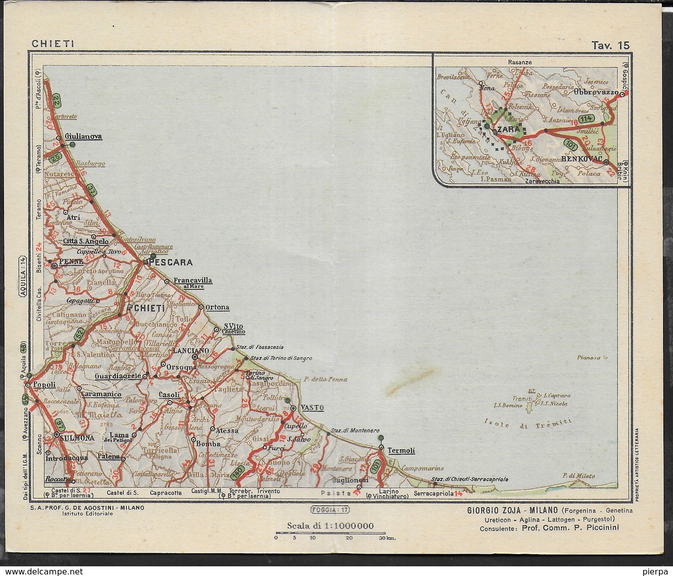 CARTOLINA DOPPIA - AGLINA ZOJA - DOTT. GIORGIO ZOJA - COLLANA ATLANTE TURISTICO - CHIETI TAV. 15 - VIAGGIATA - Pubblicitari