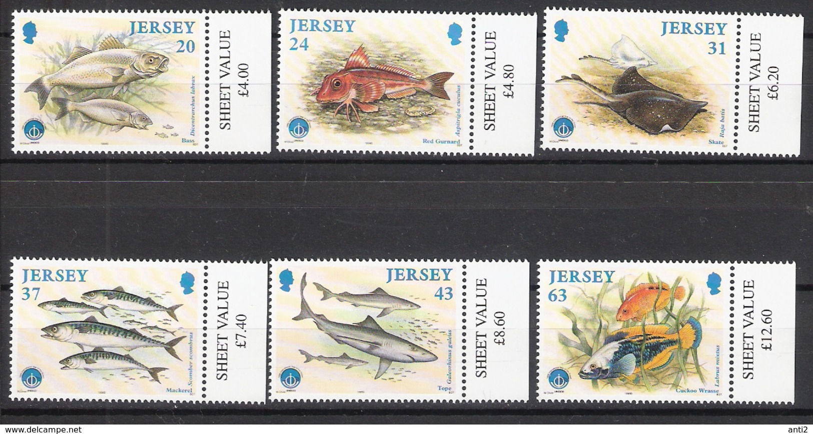 Jersey 1998 Marine Fauna (III): International Year Of The Ocean. Mi 849-854, MNH(**) - Jersey