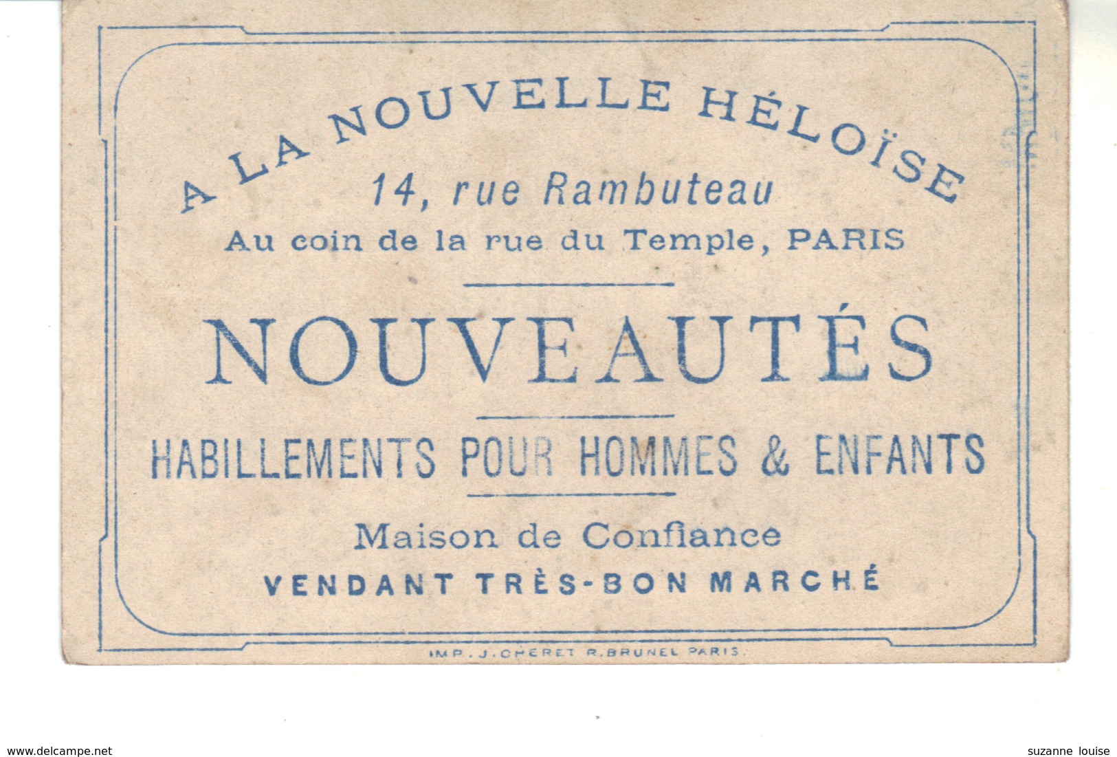 Chromo  A La Nouvelle Héloise Paris   - "Eté" Imp J.Cheret  Et P. Brunel  Paris - Other & Unclassified