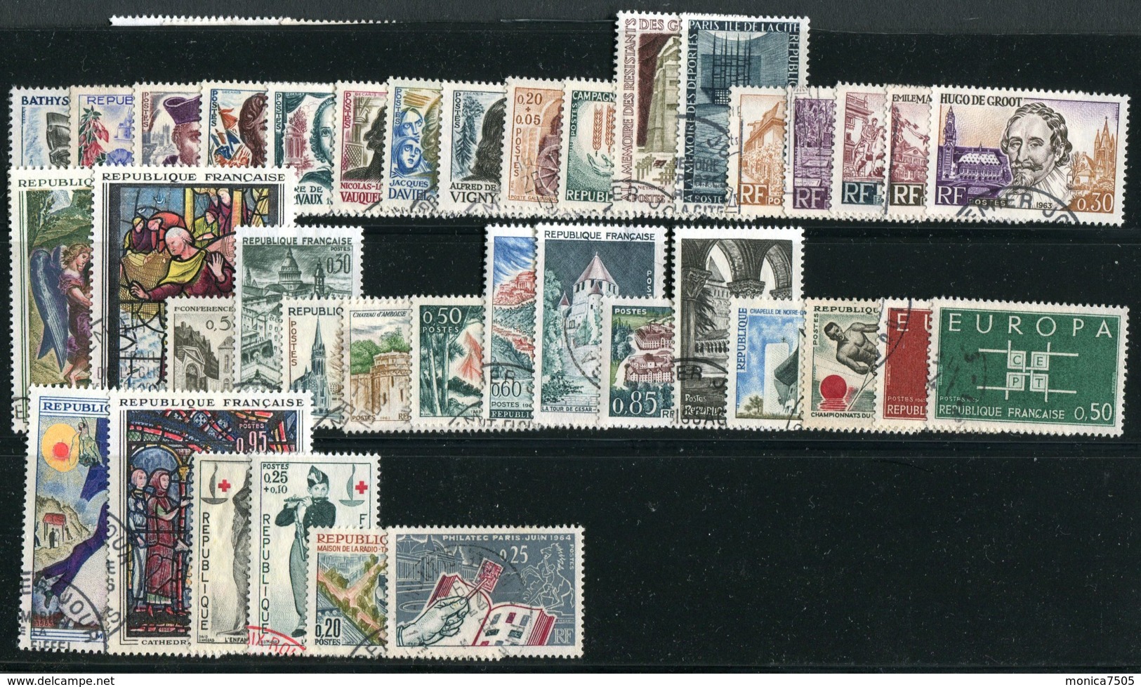 FRANCE POSTE : ANNEE  1963   38  TIMBRES  BIEN  OBLITERES . - 1960-1969