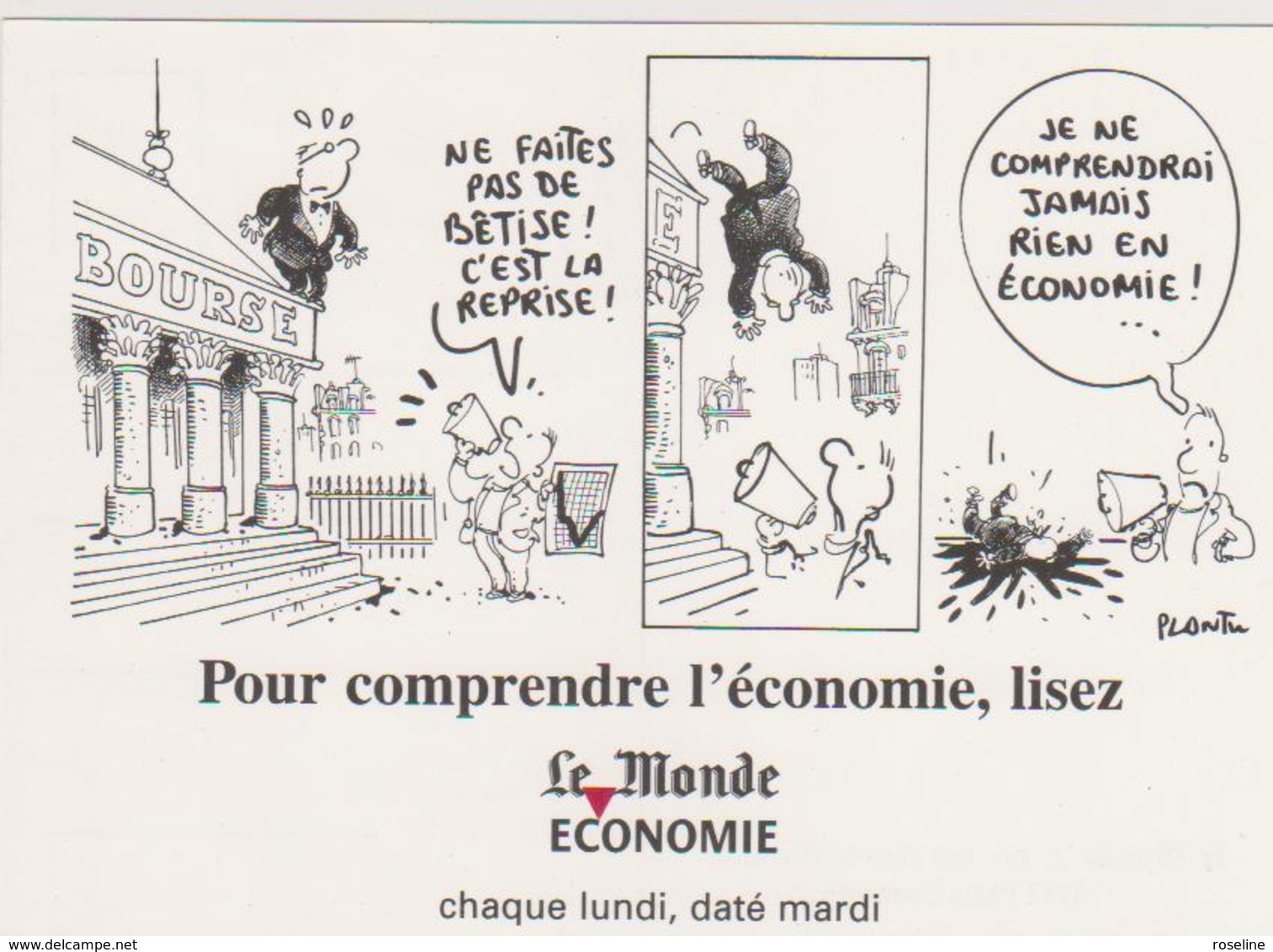 PLANTU - Journal Le Monde Economie  - Bourse Suicide  -  CPM  10,5x15 TBE 1997 Neuve - Plantu