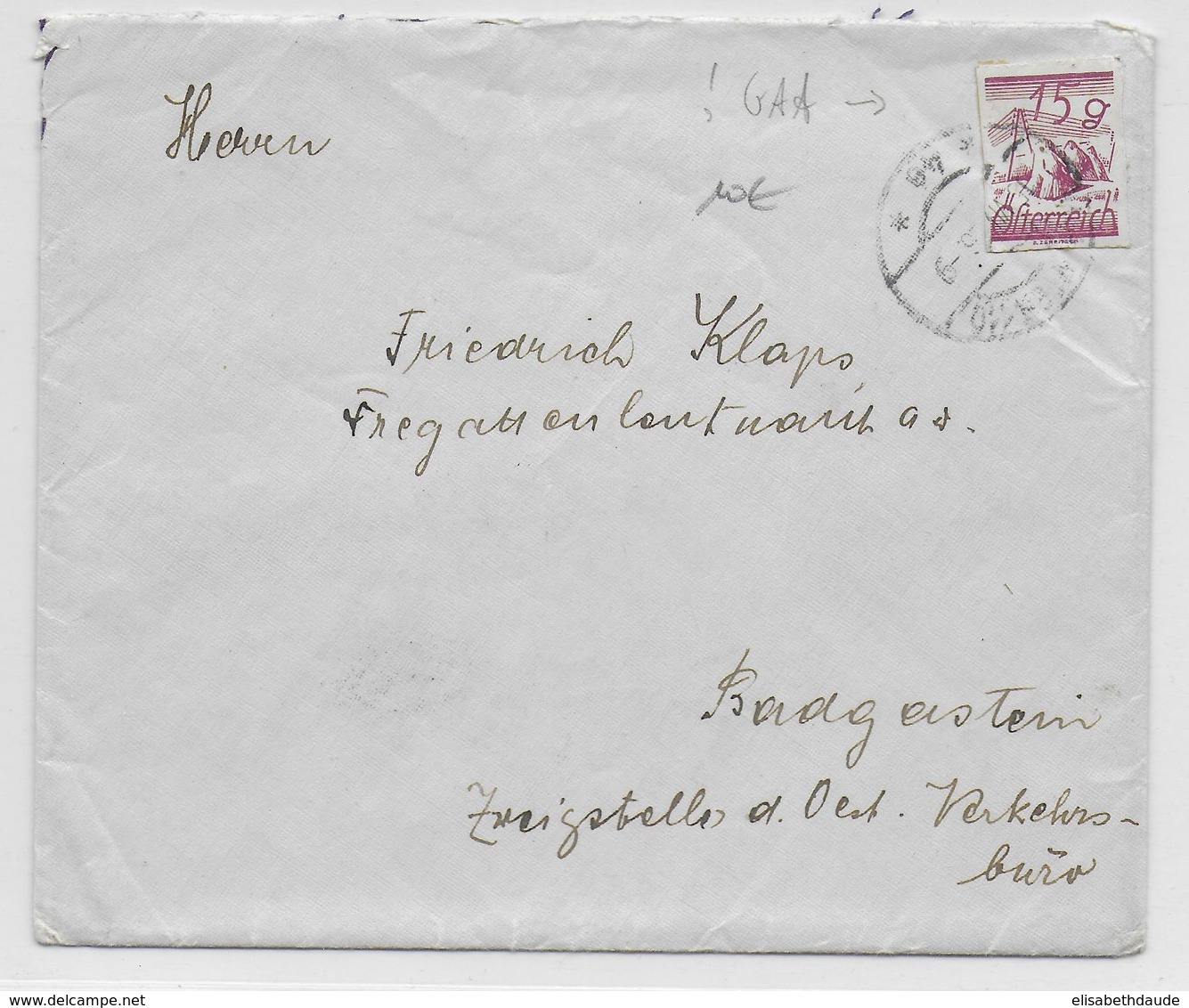 AUTRICHE - 1926 - TIMBRE D'ENTIER POSTAL DECOUPE Et UTILISE Sur ENVELOPPE De WIEN => BADGERSTEIN - Storia Postale