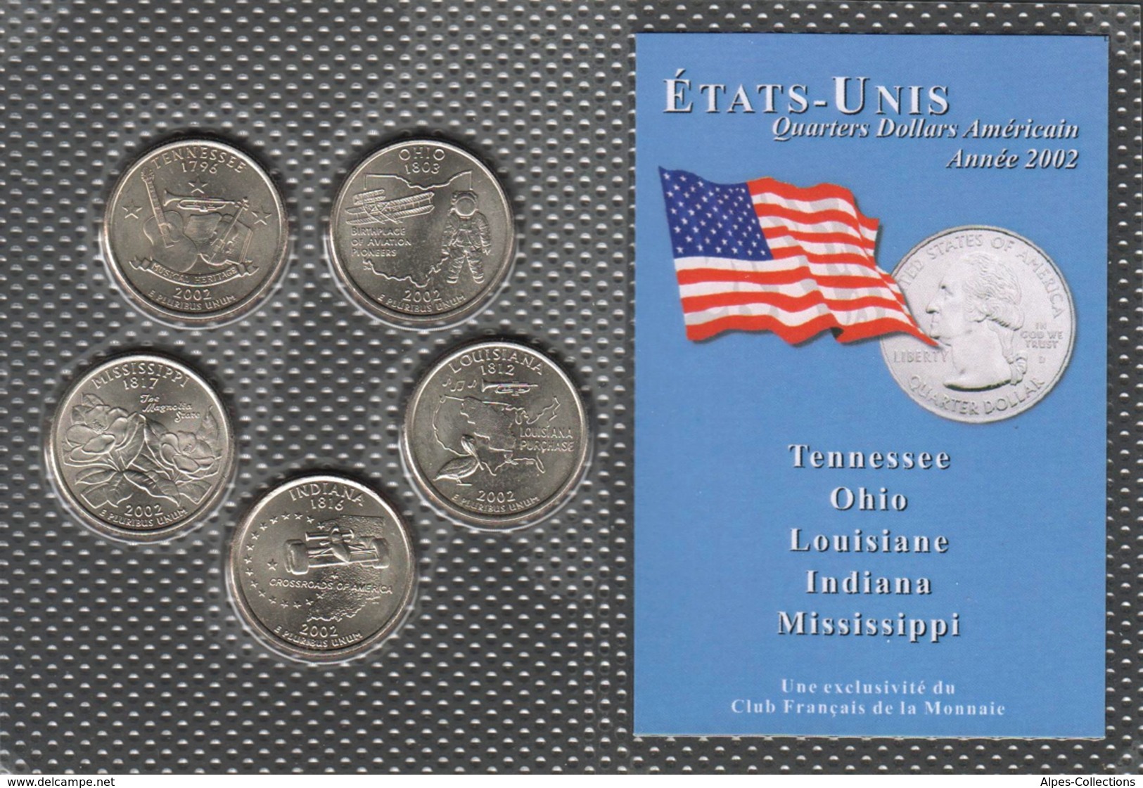 0039 - 'QUARTERS DOLLARS AMERICAIN' - 5 Etats - 2002 - Verzamelingen