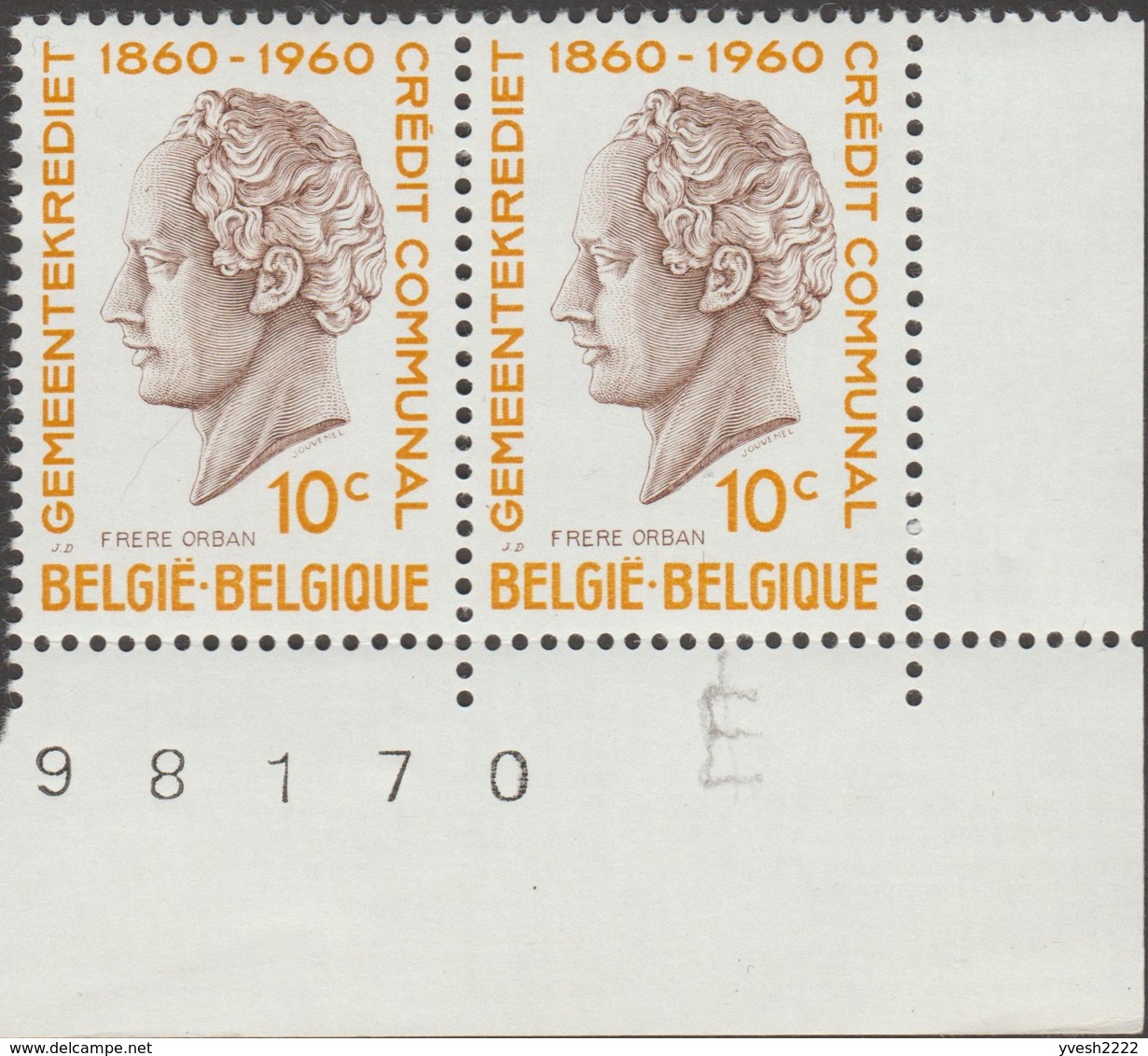 Belgique 1960 COB 1159. Hubert Frère Orban. Trait Vertical Sur Le E De Belgique - Altri & Non Classificati