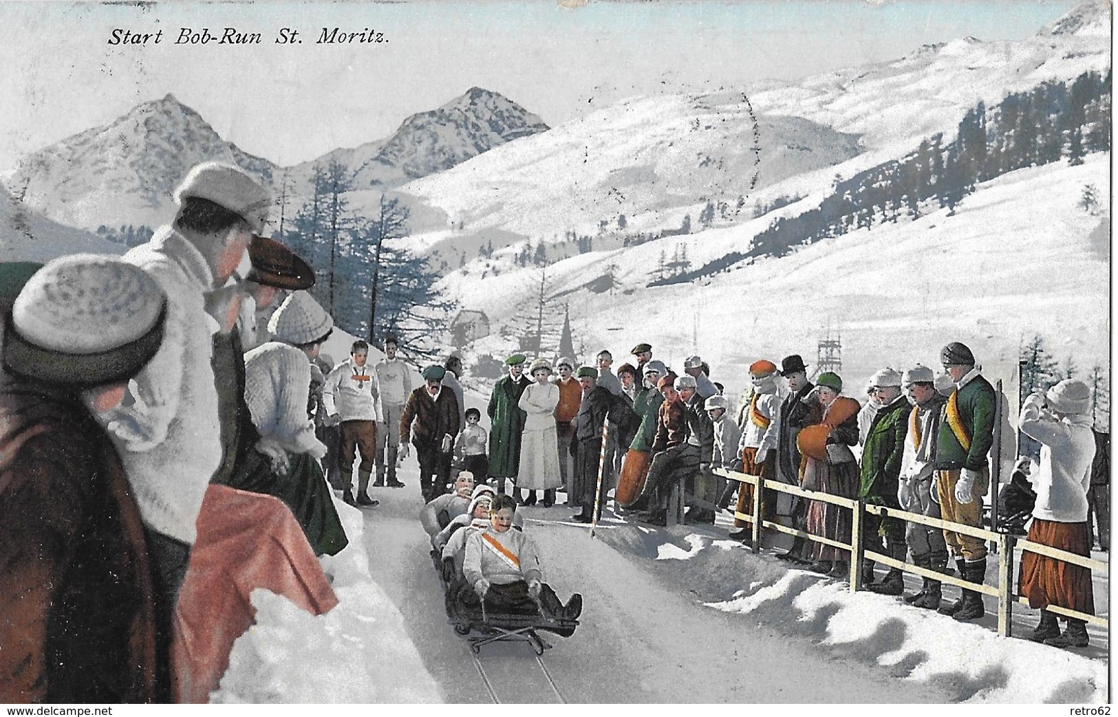 ST.MORITZ → Bob-Run Mit Startenden 4er Bob Anno 1914 - Saint-Moritz