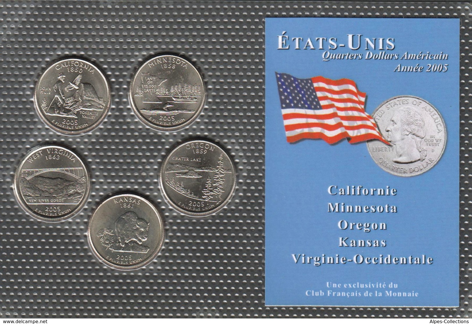 0042 - 'QUARTERS DOLLARS AMERICAIN' - 5 Etats - 2005 - Colecciones