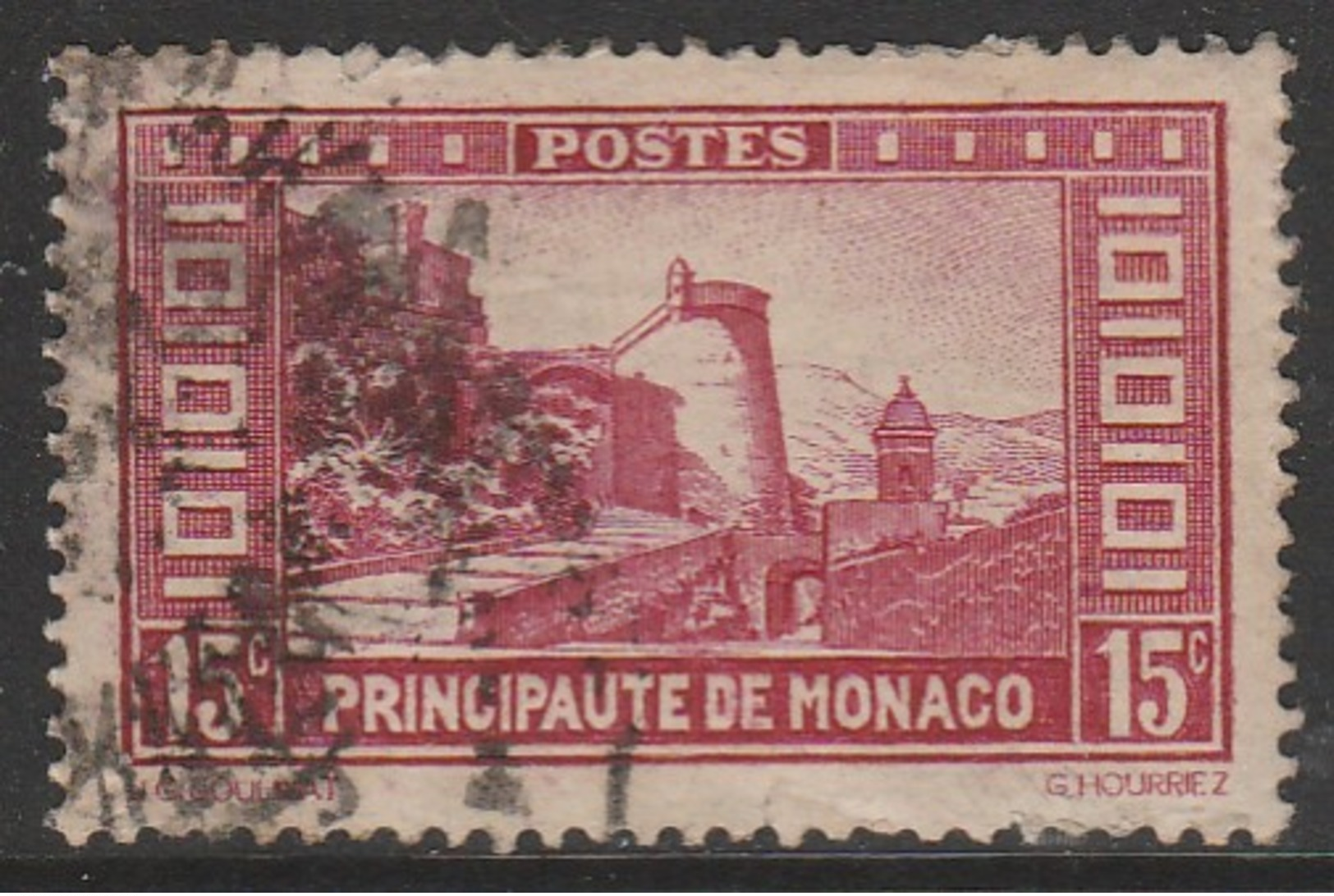 Monaco 1933 -1937 Buildings 15 C Carmine SW: 120 O Used - Used Stamps