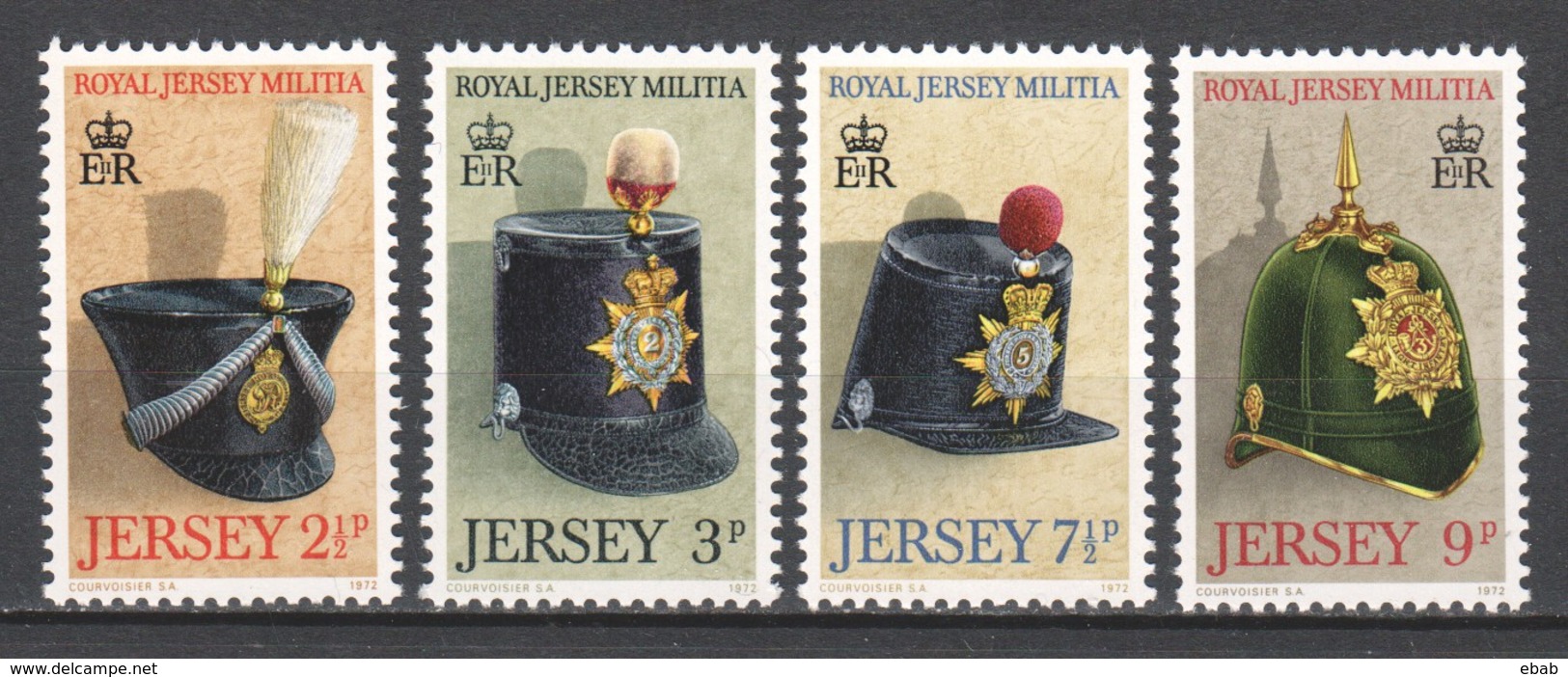 Jersey 1972 Mi 69-72 MNH UNIFORM HATS - Militares