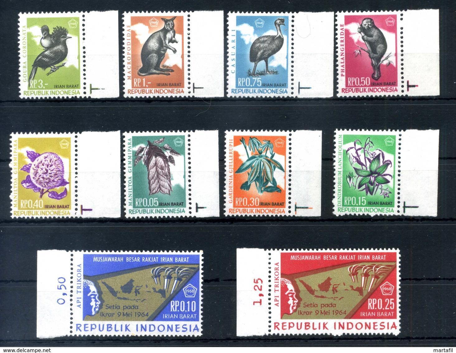 1968 INDONESIA Irian Barat SET MNH ** 10V - Indonesia