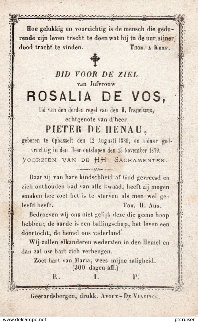 DE VOS OPHASSELT 1830 1879 - Religion & Esotérisme