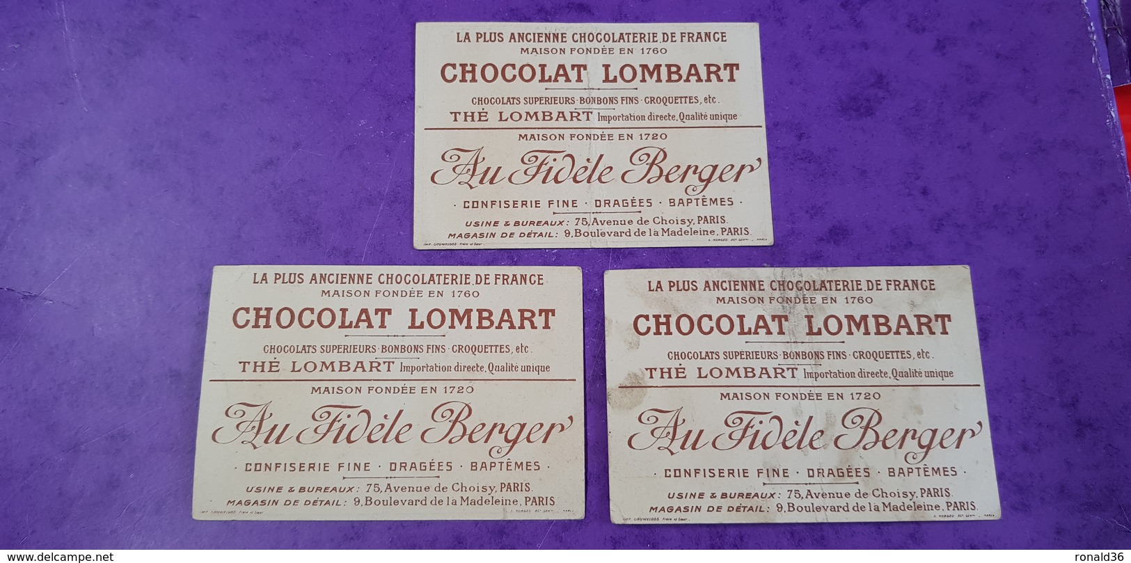 Image CHOCOLAT LOMBART Usine 75 Av De Choisy PARIS Magasin Bl De La Madeleine AU FIDELE BERGER Timbre Poste Facteur - Lombart