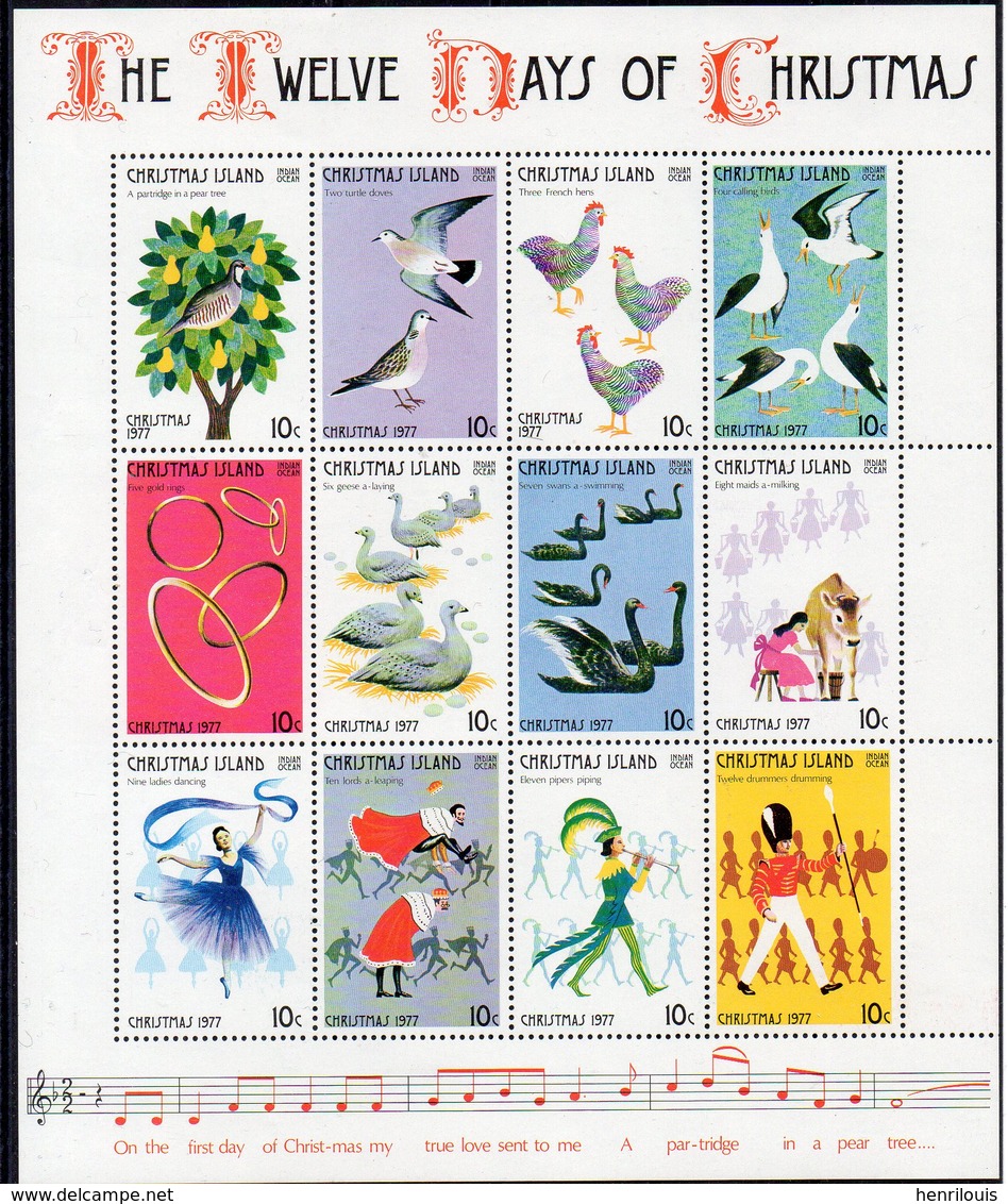 Ile CHRISTMAS   Timbres Neufs ** De 1977  ( Ref 578 A ) -Douze Jours De NOEL - Christmas Island