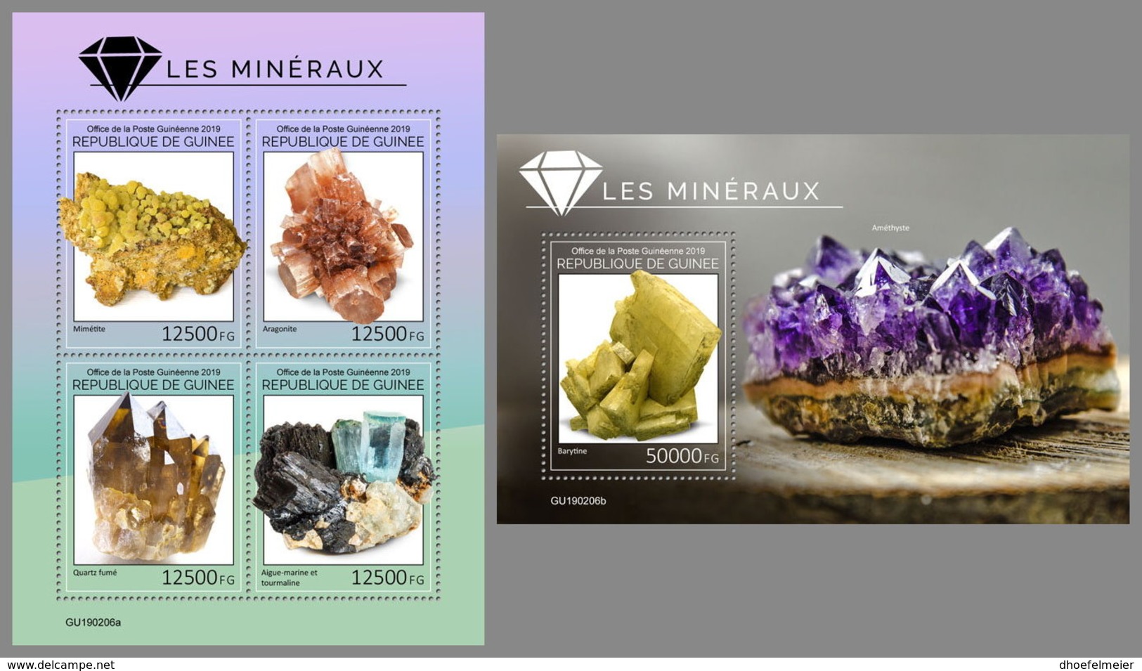 GUINEA REP. 2019 MNH Minerals Mineralien Mineraux M/S+S/S - OFFICIAL ISSUE - DH1929 - Minerali