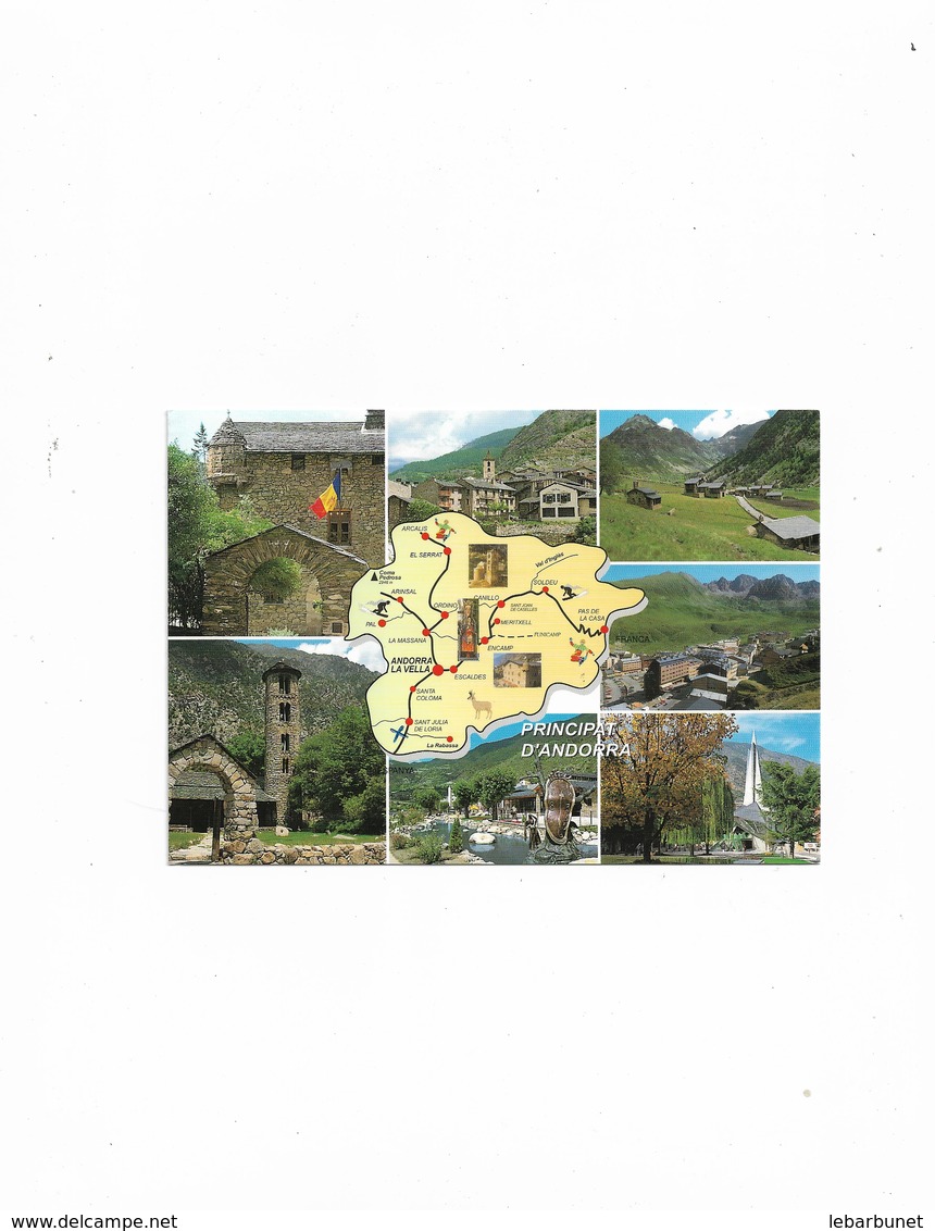 Carte Postale Principat D'Andorra (Andorre) Multi Vues Avec Carte D'Andorre - Andorra