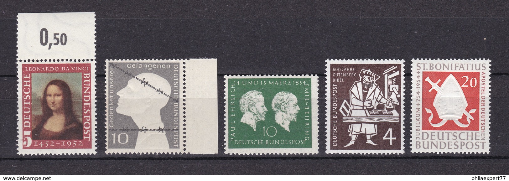 BRD - 1952/54 - Michel Nr. 148+165+197/199 - Postfrisch - 33 Euro - Ungebraucht