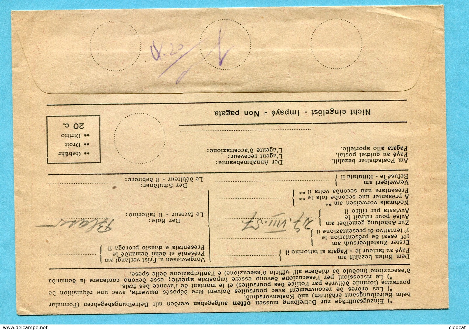 Einzugsauftrag Bern Mit 2 Freistempel 1957 - Absender: Carl Kyburz A.G. - Lettres & Documents