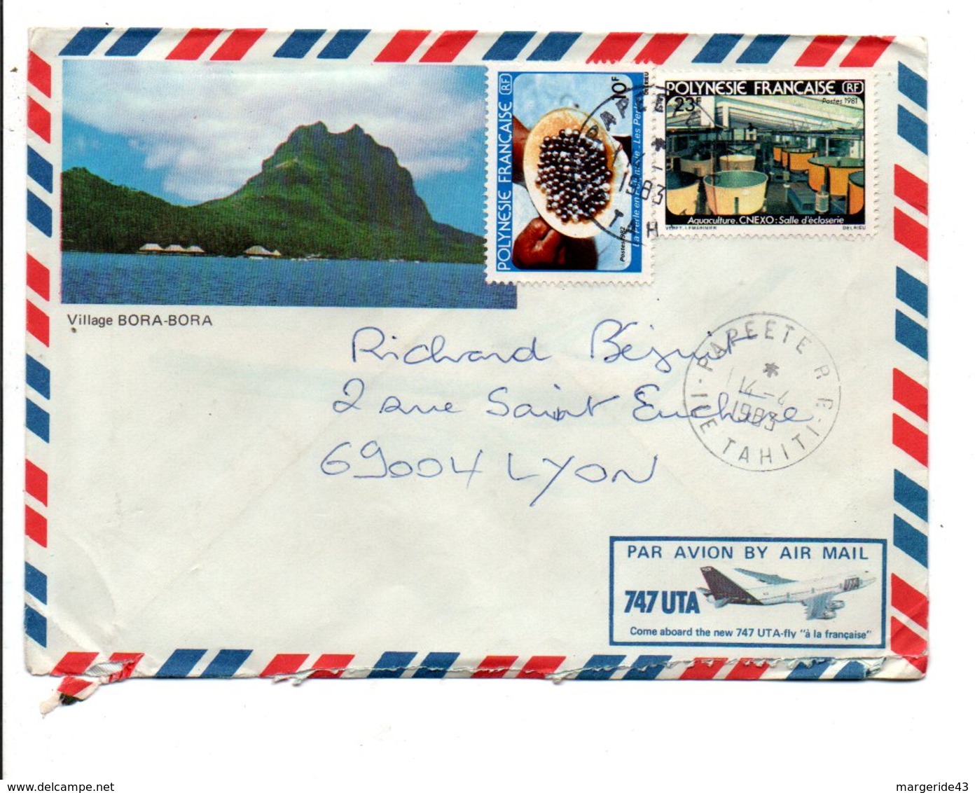 POLYNESIE LETTRE POUR LA FRANCE 1983 - Covers & Documents