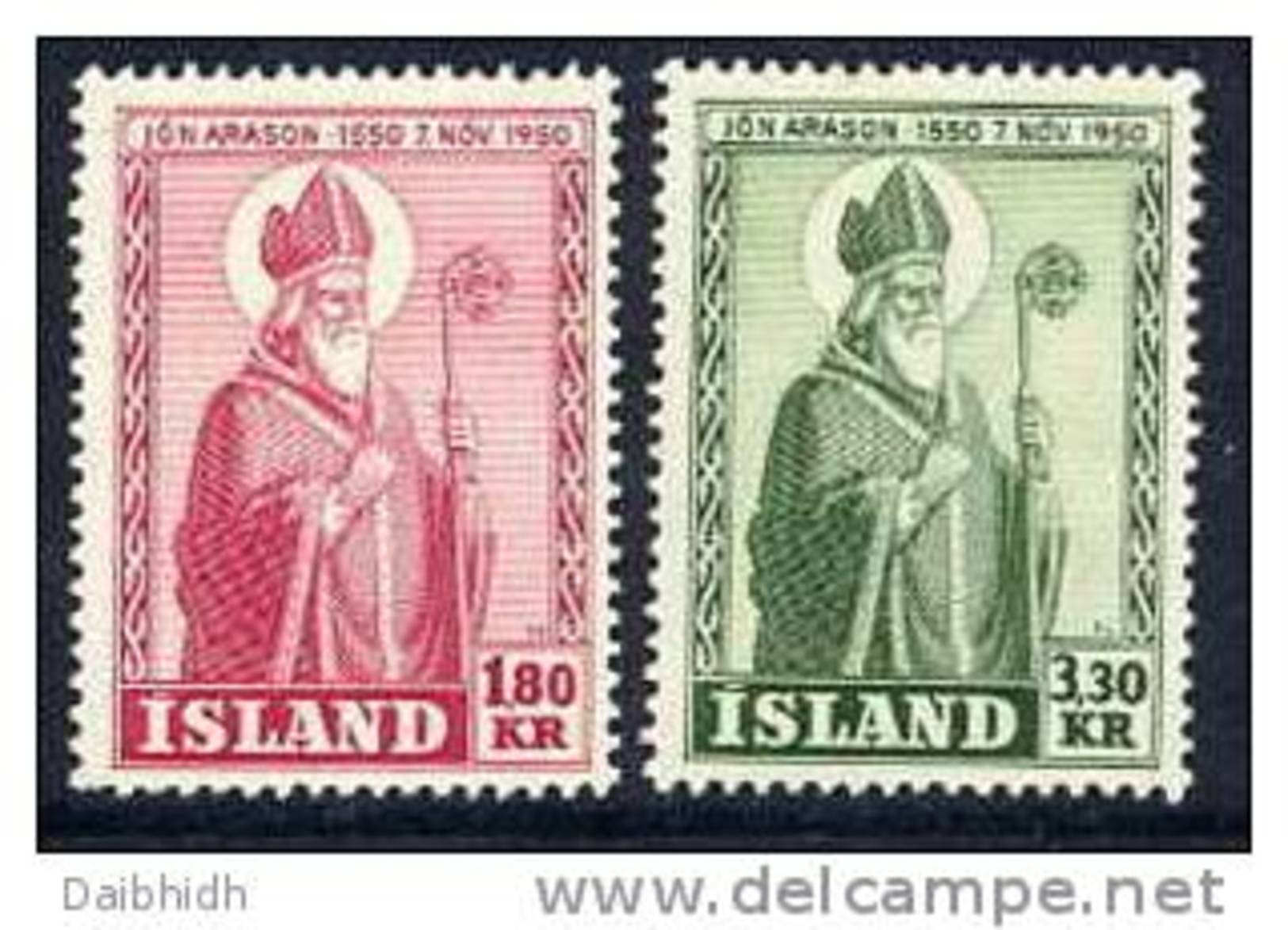 ICELAND 1950 Bishop Arason Anniversary Set MNH (**) - Unused Stamps