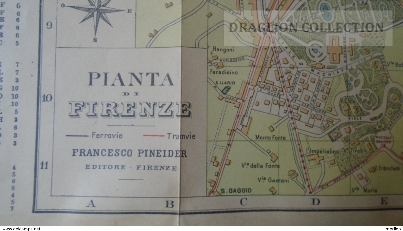 D165559 Map Carte Pianta Di FIRENZE   Editore Francesco Pineider - Otros & Sin Clasificación