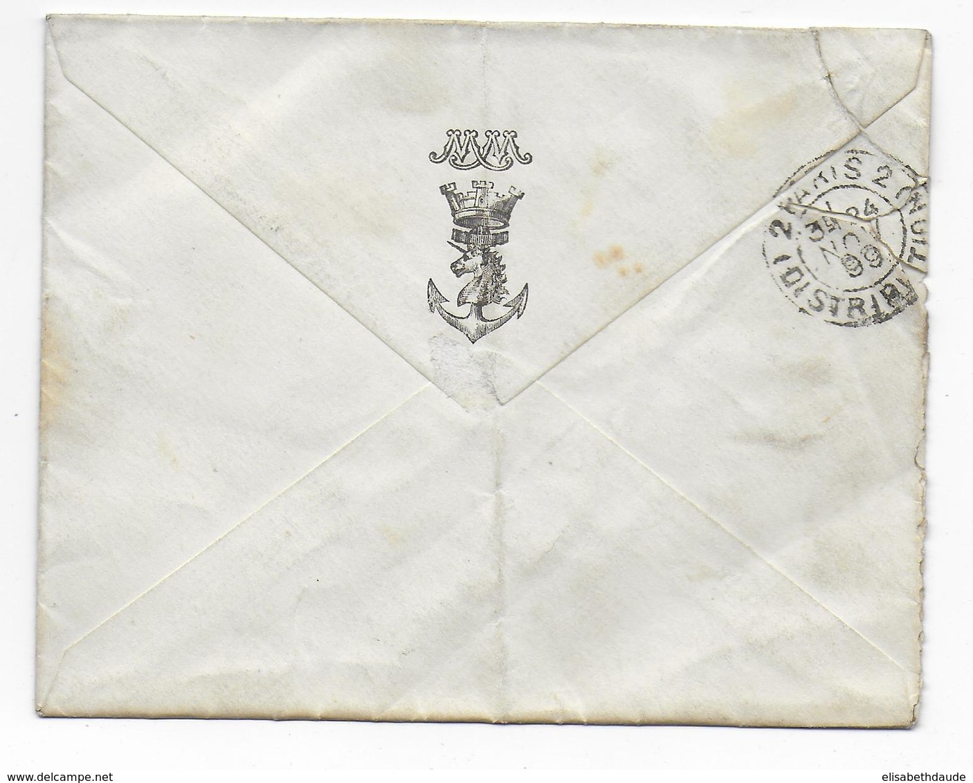 CEYLON - 1899 - ENVELOPPE Des MESSAGERIES MARITIMES (VOIR DOS) => PARIS - Ceylon (...-1947)