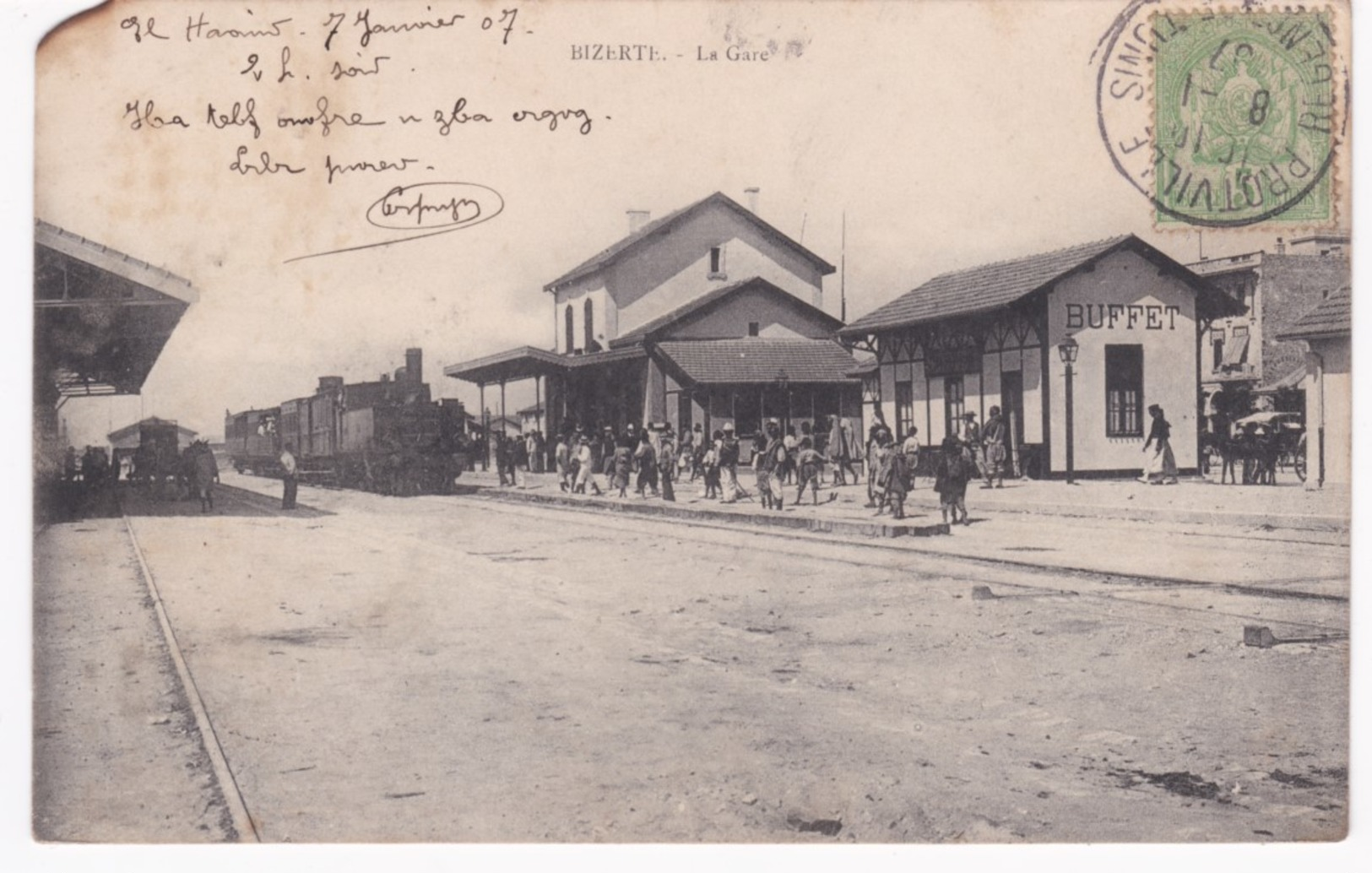 Tunisie - BIZERTE -  Train En Gare - Buffet - 1907 - Etat - Tunisie