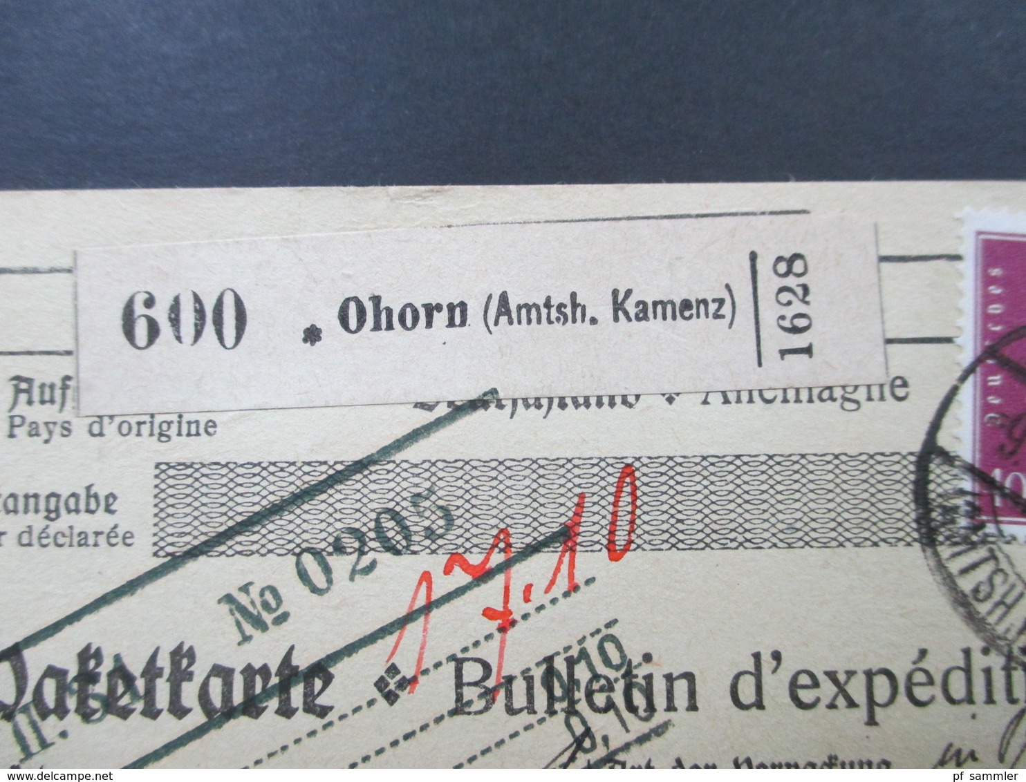 Deutsches Reich Auslandspaketkarte 1931 Ohorn (Amtsh. Kamenz) über Lindau I.B. Nach Burgdorf In Der Schweiz - Briefe U. Dokumente