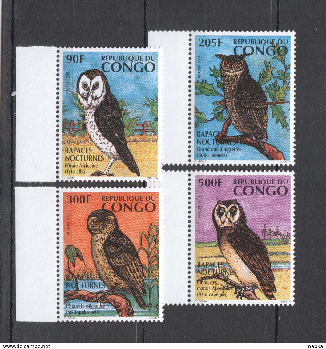 V730 CONGO FAUNA BIRDS OWLS RAPACES NOCTURNES 1SET MNH - Hiboux & Chouettes