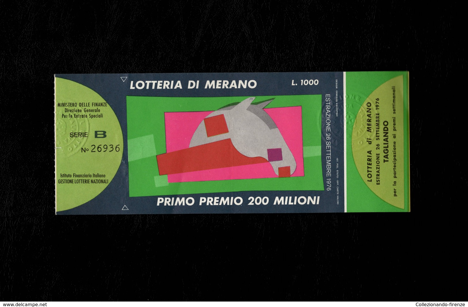 Biglietto Lotteria Di Merano 1976 Completo Di Tagliando - Biglietti Della Lotteria