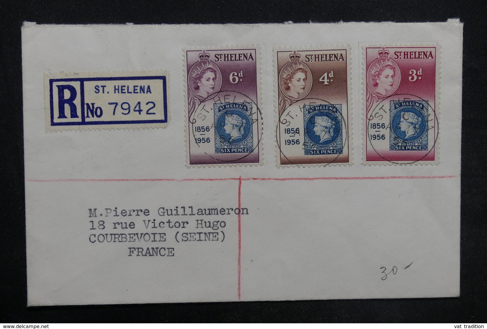 SAINTE HÉLÈNE - Enveloppe En Recommandé De Ste Héléna En 1956 Pour La France, Affranchissement Plaisant - L 35180 - Sainte-Hélène