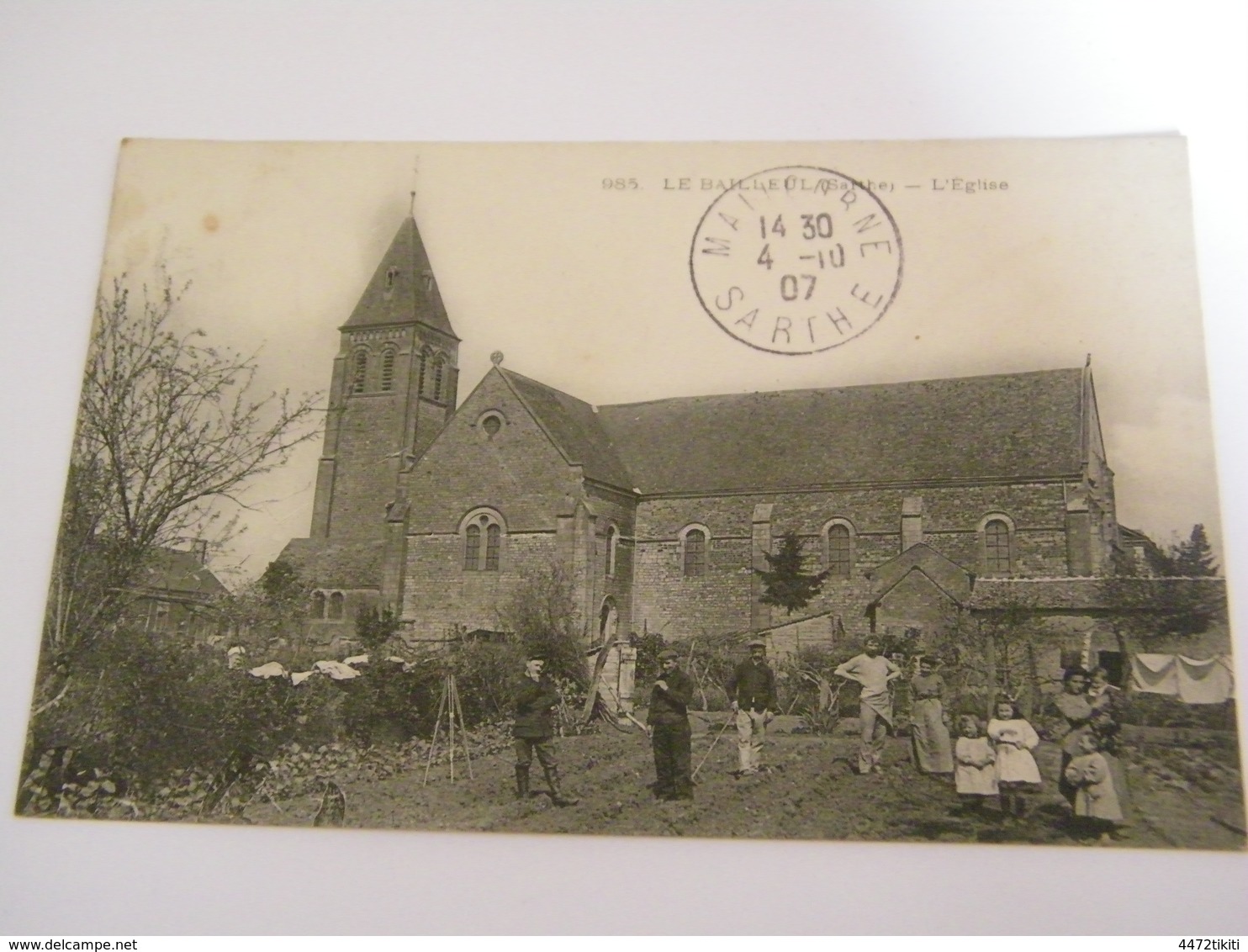 C.P.A.- Le Bailleul (72) - L'Eglise - Travaux De Jardinage - 1907 - SUP (CA 62) - Autres & Non Classés