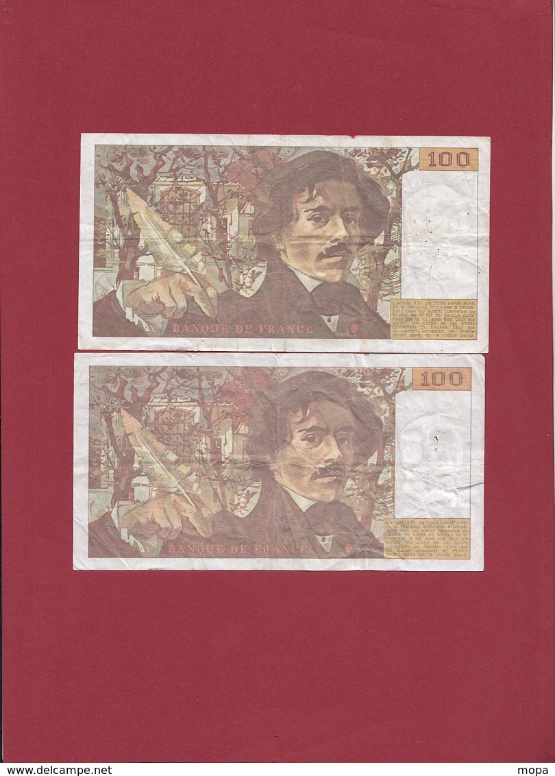 100 Francs "Delacroix" 14 billets -1978-79-80-81-82-83-84-85-86-87-88-89-91-et 1993 dans l 'état voir scan (Petit prix )