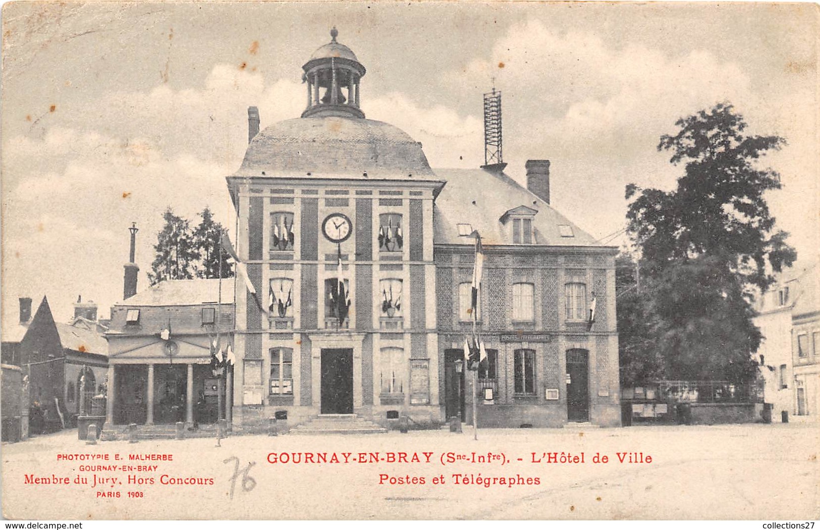 76-GOURNAY-EN-BRAY- L'HÔTEL DE VILLE POSTE ET TELEGRAPHE - Gournay-en-Bray