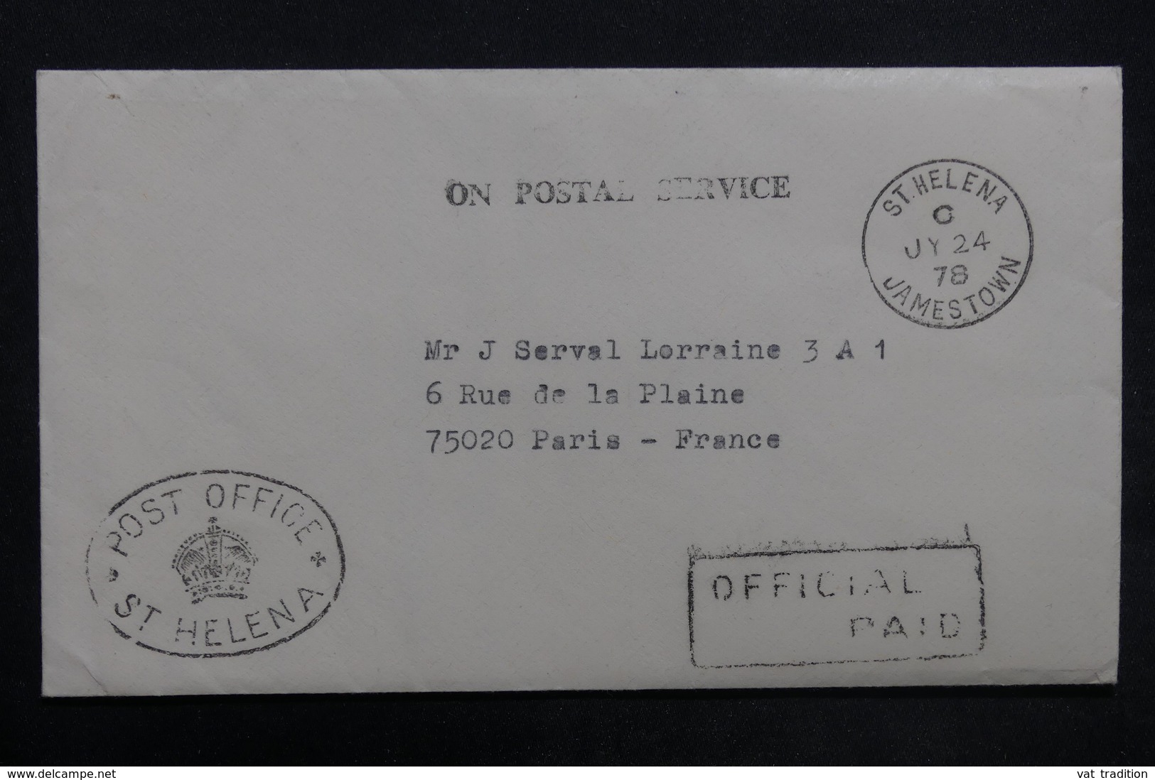 SAINTE HÉLÈNE - Enveloppe De La Poste De Ste Héléna Pour La France En 1978 - L 35193 - Sainte-Hélène