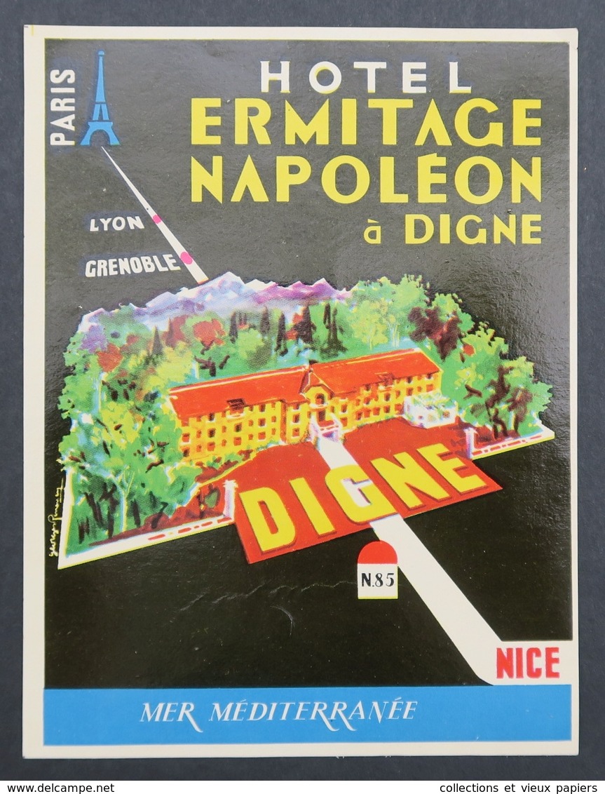 Ancienne étiquette Bagage Malle Valise HOTEL ERMITAGE NAPOLEON DIGNE Old Original Luggage Label - Etiquettes D'hotels