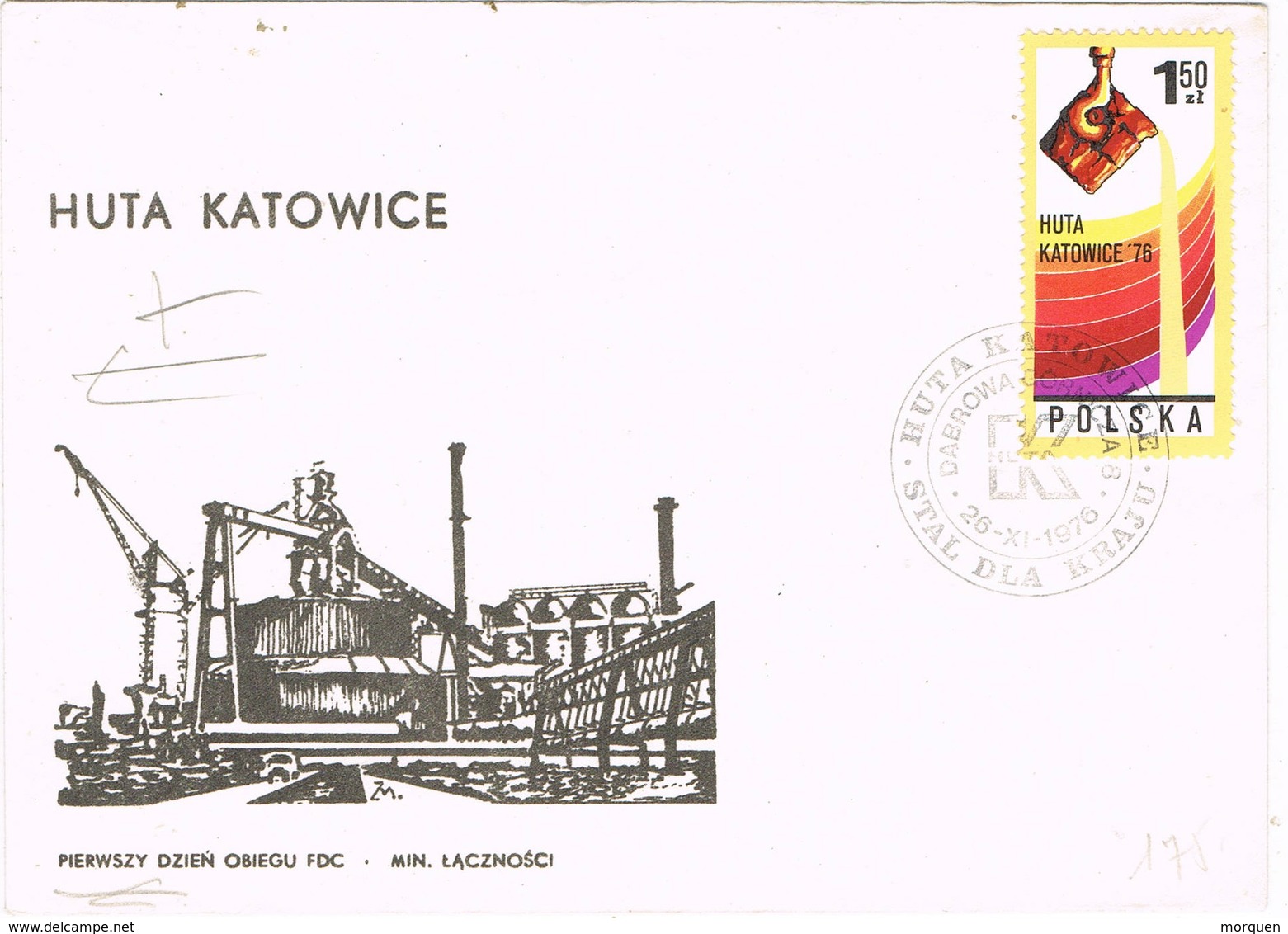 33472. Carta HUTA KATOWICE (polska) Polonia 1976. Cuenca Minera, MINERIA. Stamp Hierro - Cartas & Documentos