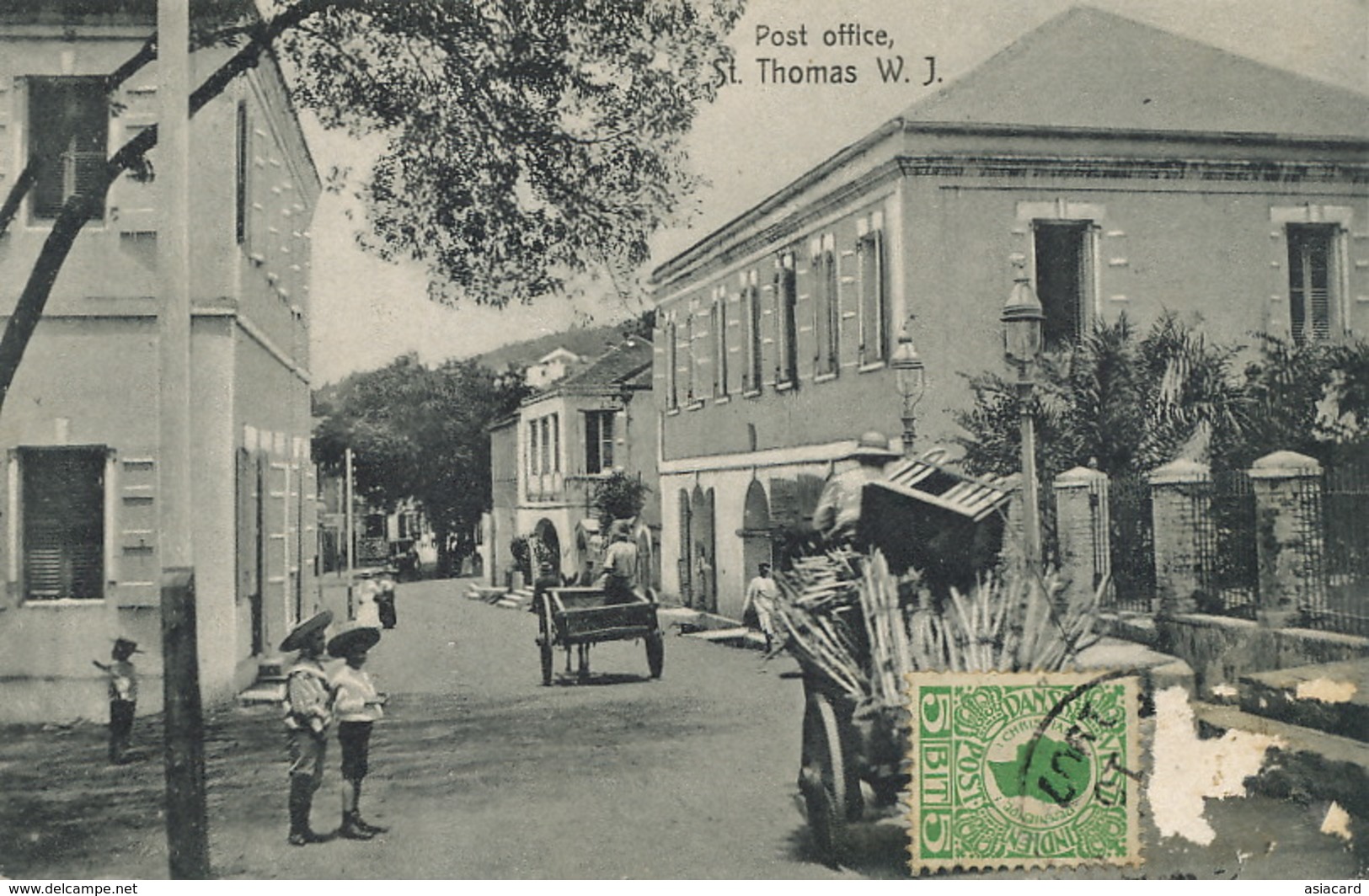 St Thomas D.W.I.  Post Office  Used 1907 To Montsauche Enfants Assistés De La Seine Edit Edw. Fraas 1 Stamp Removed - Virgin Islands, US