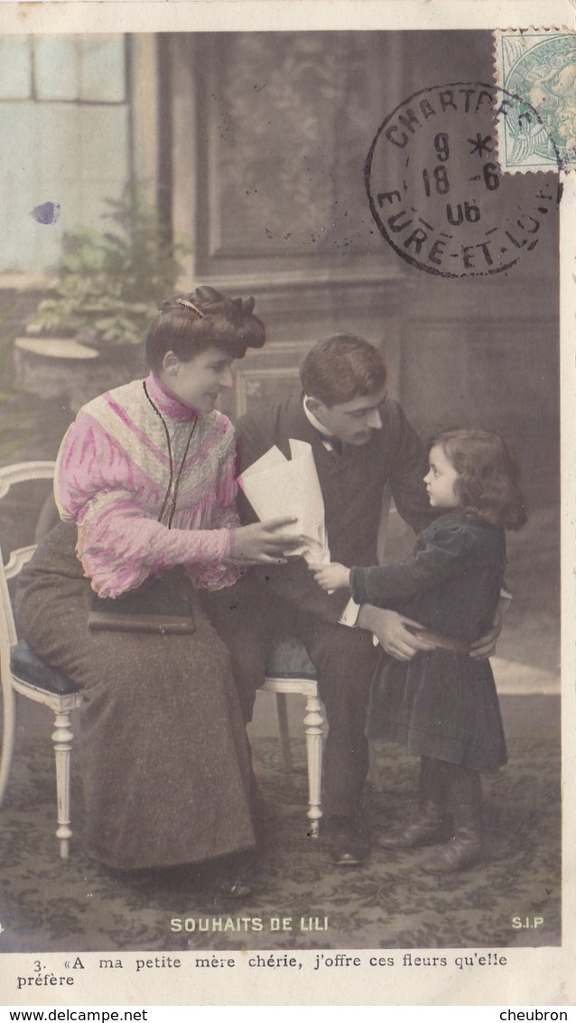 CARTE FANTAISIE. CPA COLORISEE. COUPLE. SÉRIE COMPLÈTE DE 5 CARTES .BONNE ANNEE  " SOUHAITS DE LILI ".. ANNEE 1905 - Couples