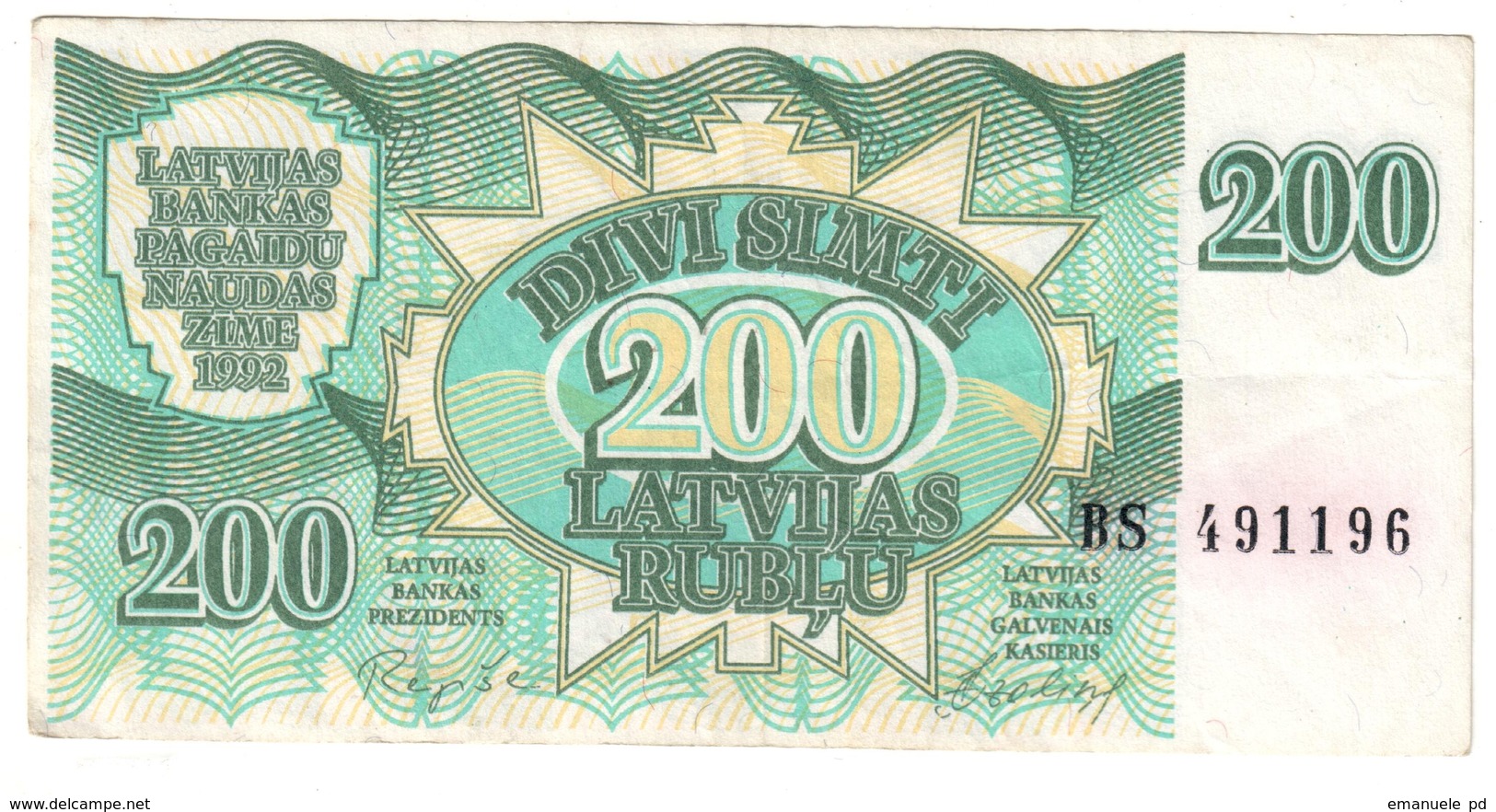 Latvia 200 Rublus 1992 .J. - Letonia