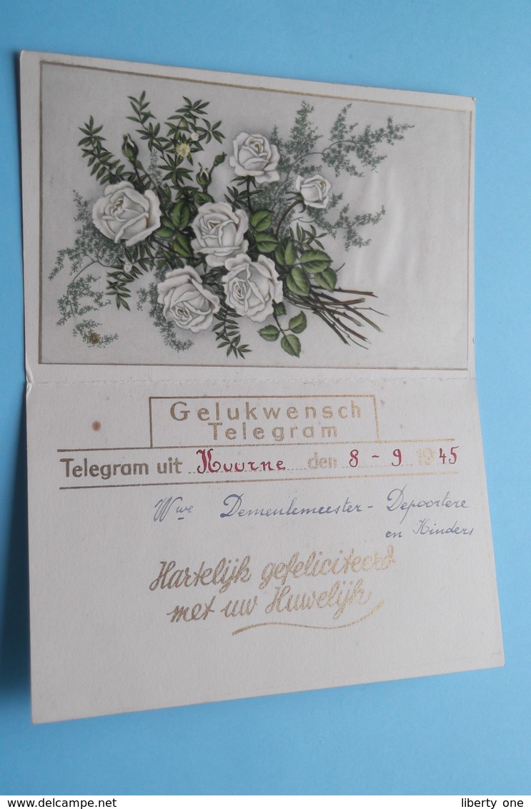 TELEGRAM Uit KUURNE Den 8-9-1945 > Van Demeulemeester-Depoortere ( HUWELIJK ) Belgique - Belgium ! - Autres & Non Classés