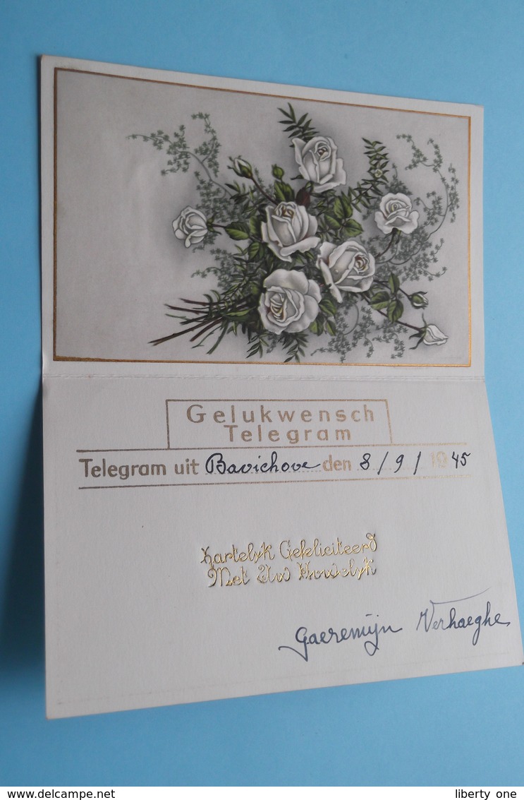 TELEGRAM Uit BAVICHOVE Den 8-9-1945 > Van Gaeremijn Verhaeghe ( HUWELIJK ) Belgique - Belgium ! - Autres & Non Classés