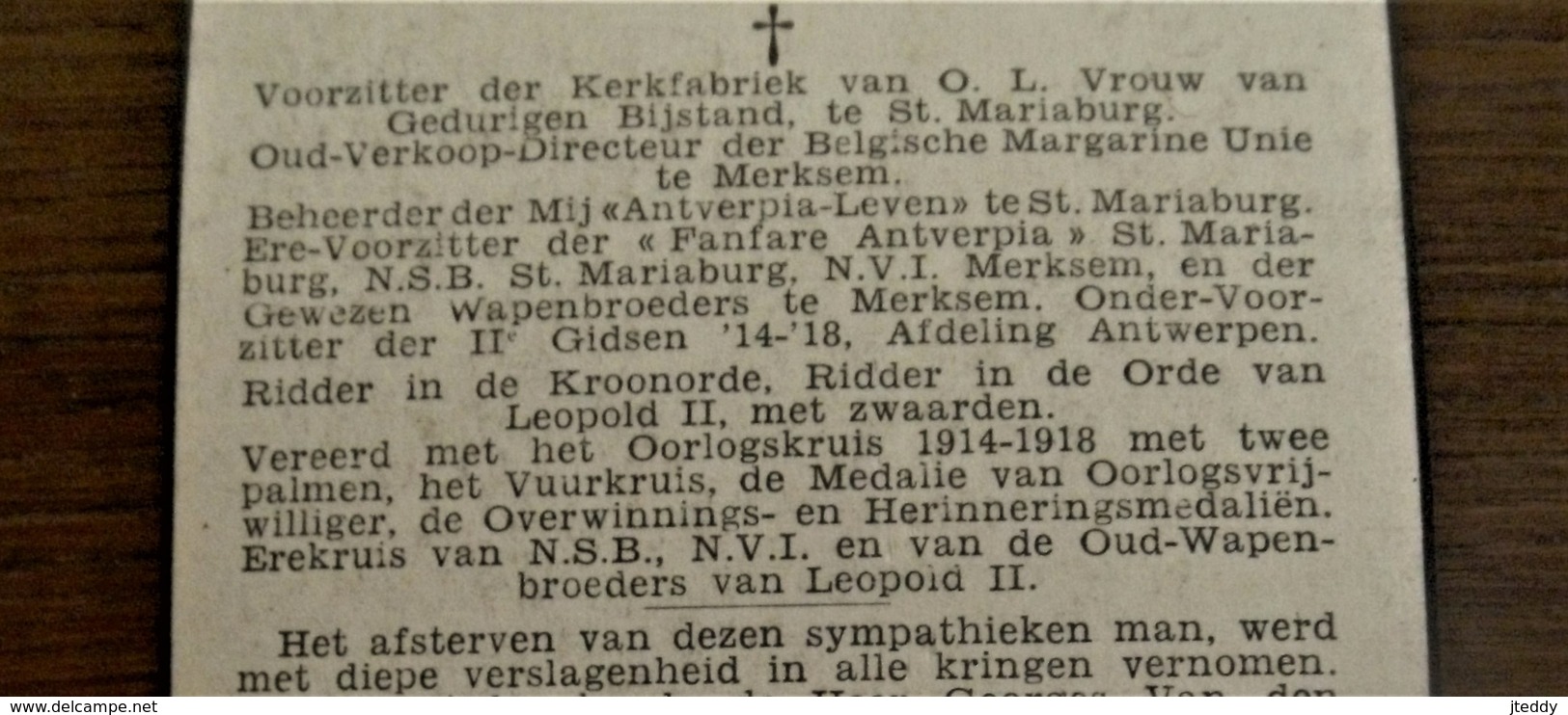 Pierre Georges VAN  DEN  BUSSCHE  Geb . Baarle - Hertog 1881   -- Overl . ST. MARIABURG 1950 - Avvisi Di Necrologio