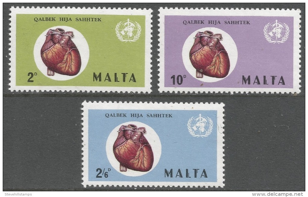 Malta. 1972 World Health Day. MH Complete Set. SG464-466 - Malta